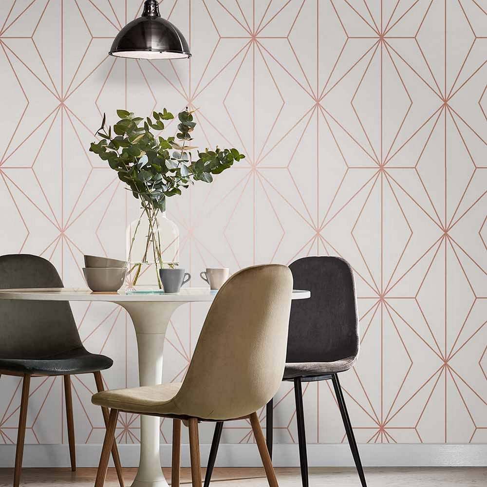 Harmony Wallpaper 107589 by Graham & Brown in White Rose Gold